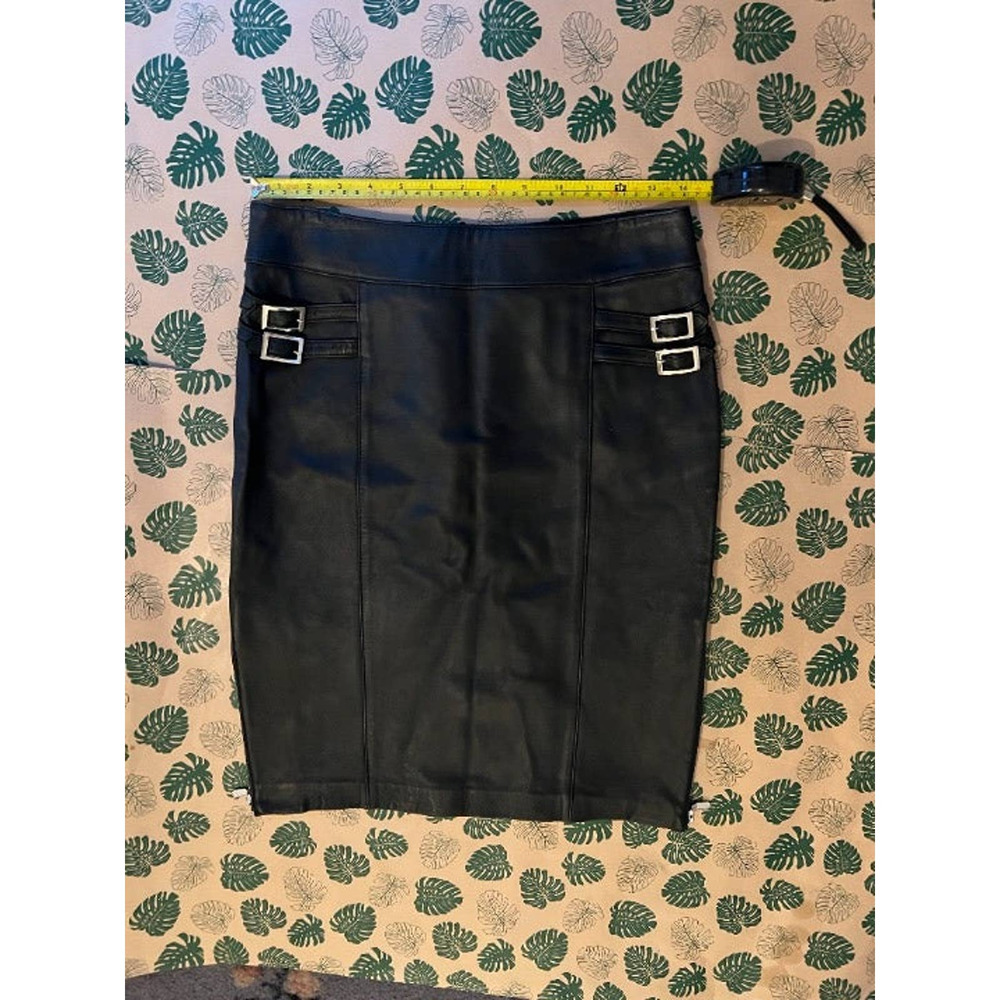 Genuine Black Leather Pencil Skirt